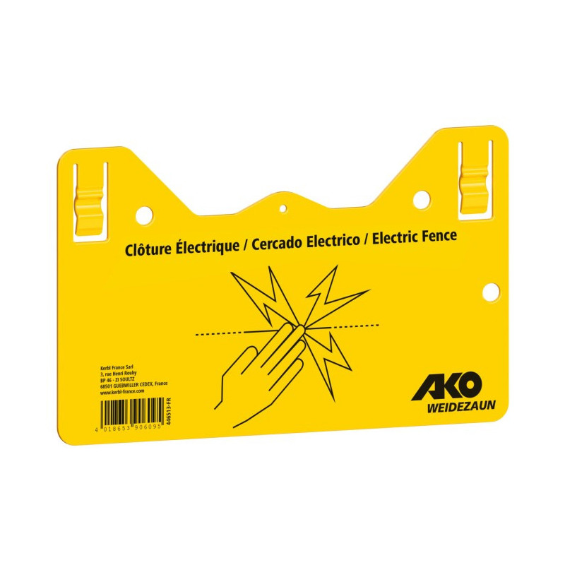 Plaque jaune de signalisation clôture électrique Plaque jaune de signalisation clôture électrique